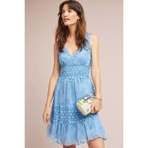 Anthropologie | Dresses | Anthropologie Hutch 3d Floral Appliqu Linen Blend  Dress | Poshmark